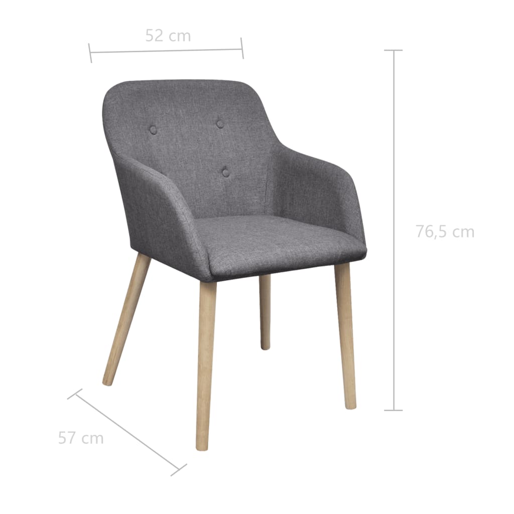 Chaises de salle à manger 2 pcs tissu et chêne massif gris clair