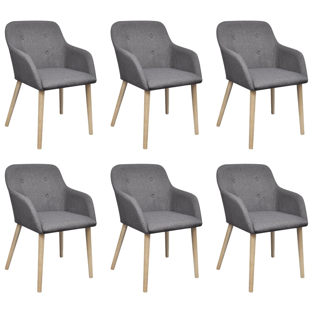 Chaises de salle à manger 2 pcs tissu et chêne massif gris clair