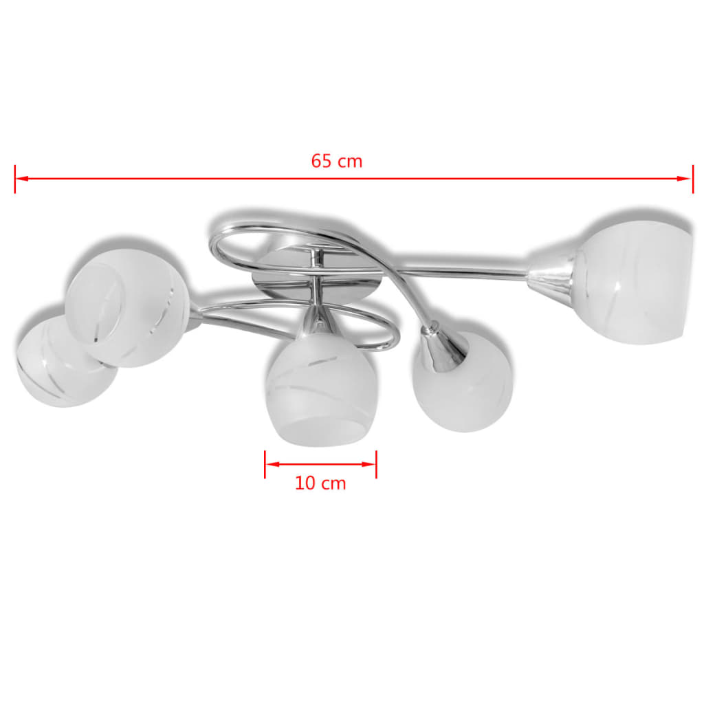 Plafonnier avec abat-jour cylindrique en céramique 5xE14 blanc