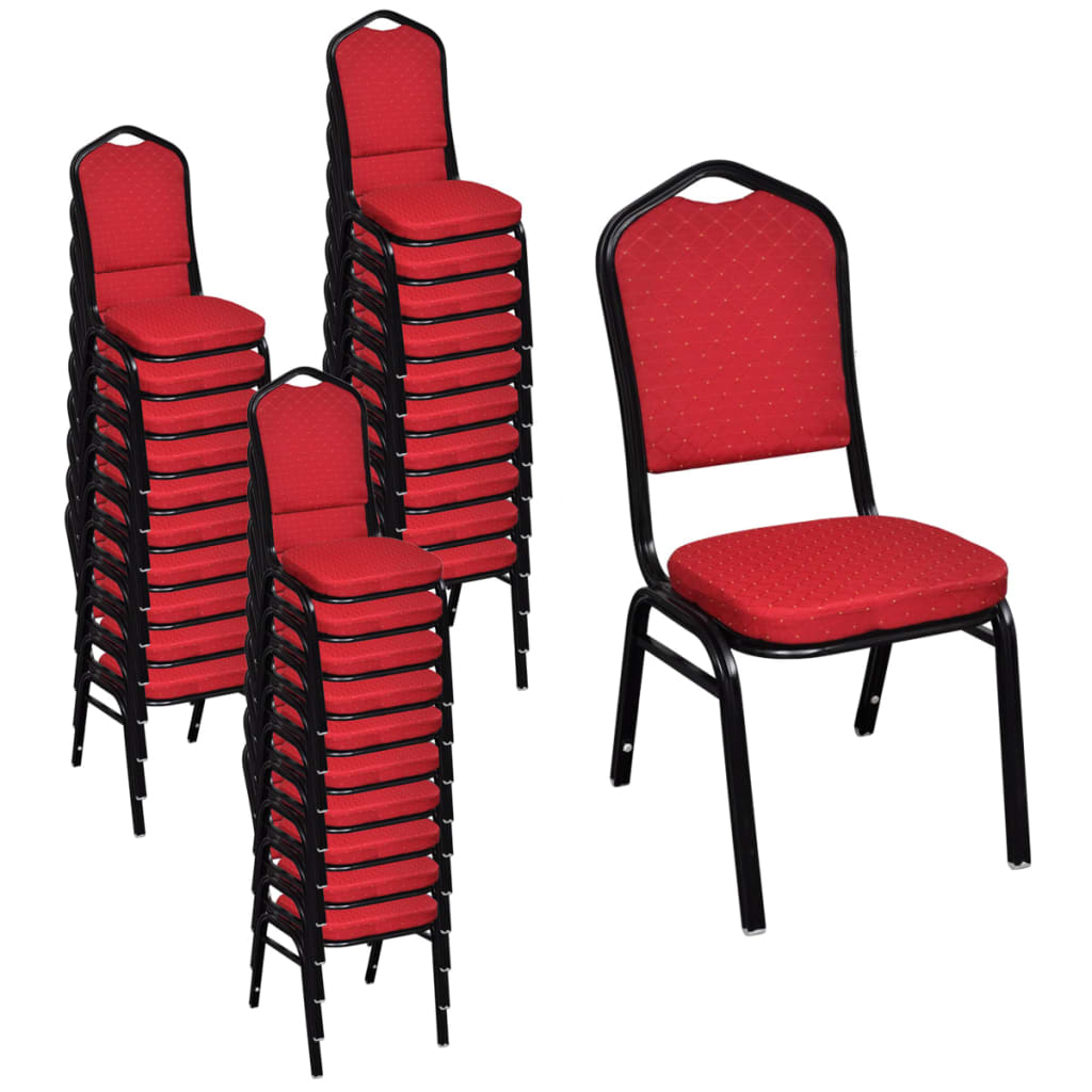 Eetkamerstoelen 30 st stof rood