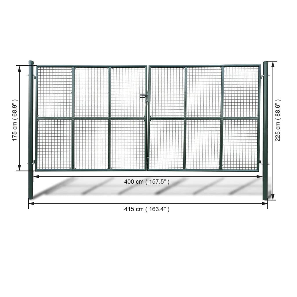 Portail 415x225 cm en acier galvanisé argenté