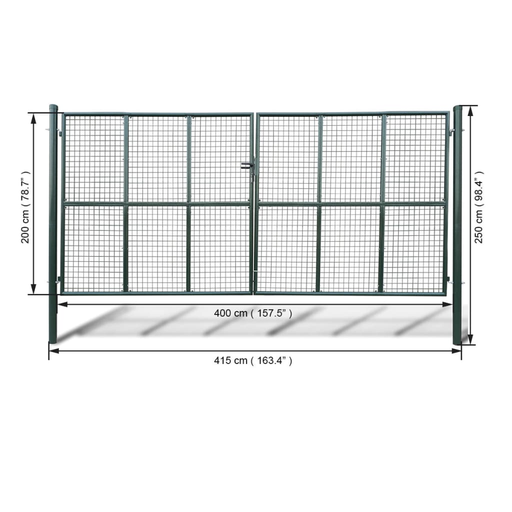 Portail 415x225 cm en acier galvanisé argenté