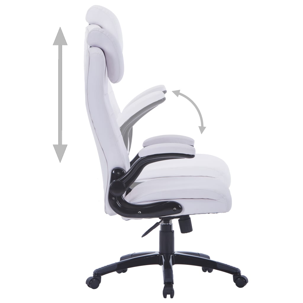 Chaise de bureau en cuir artificiel blanc