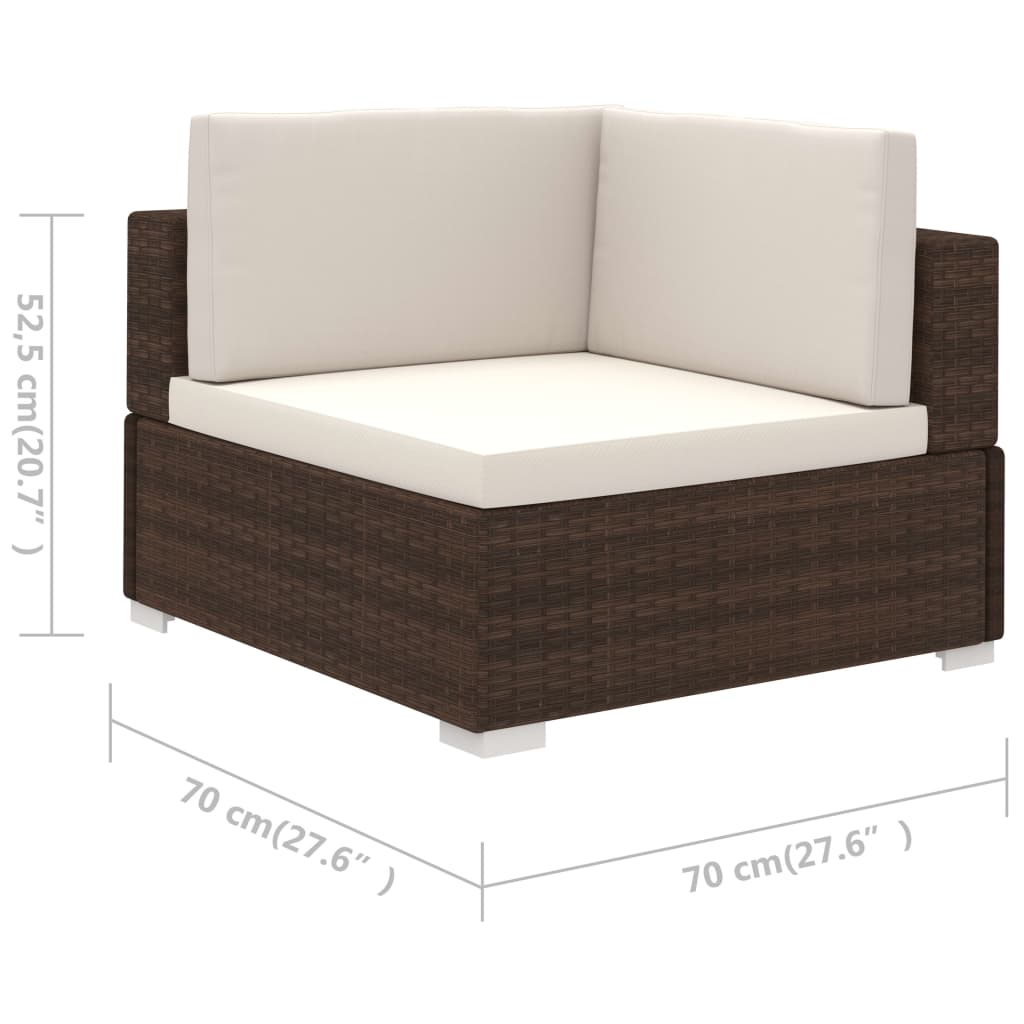 6-delige Loungeset met kussens poly rattan