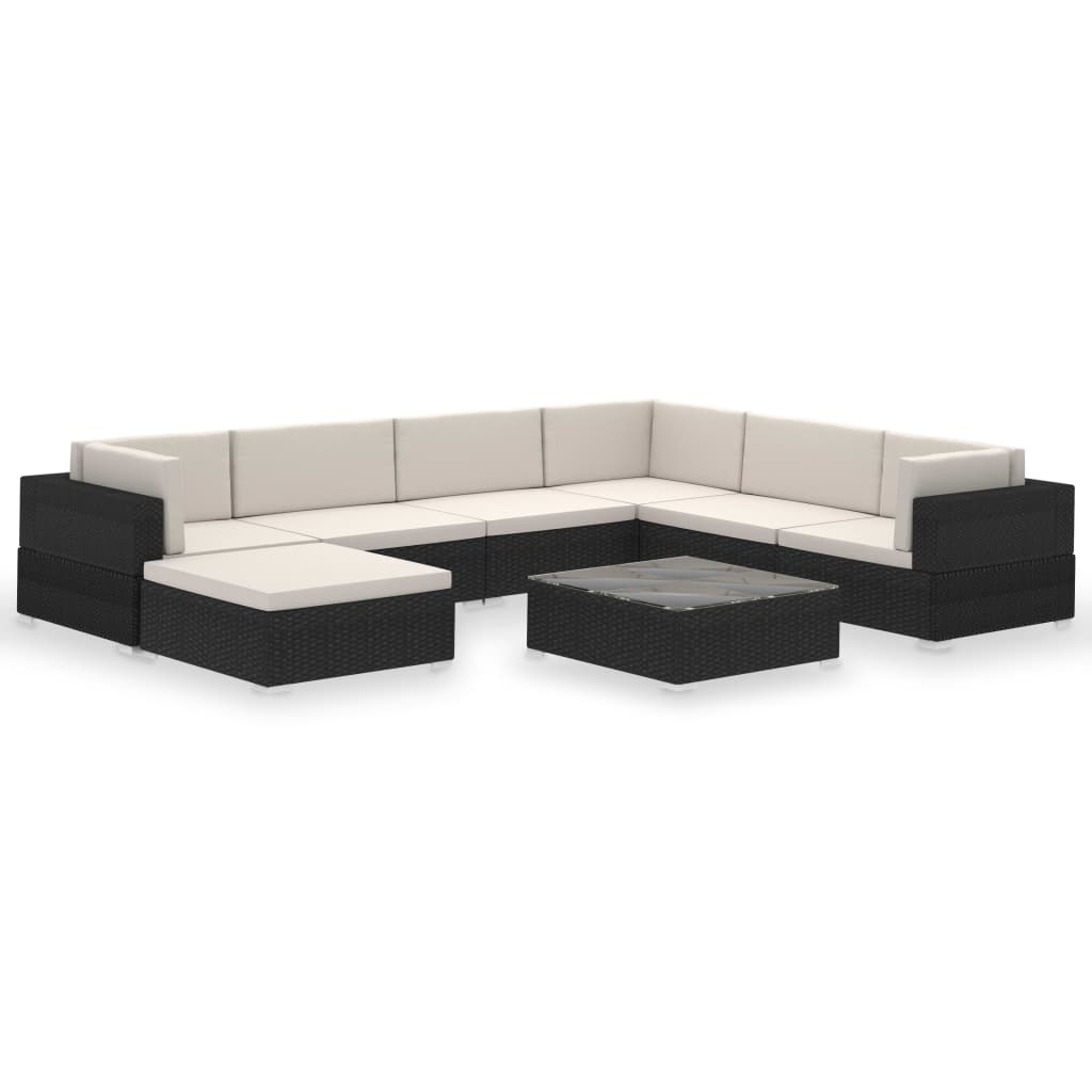 8-delige Loungeset met kussens poly rattan