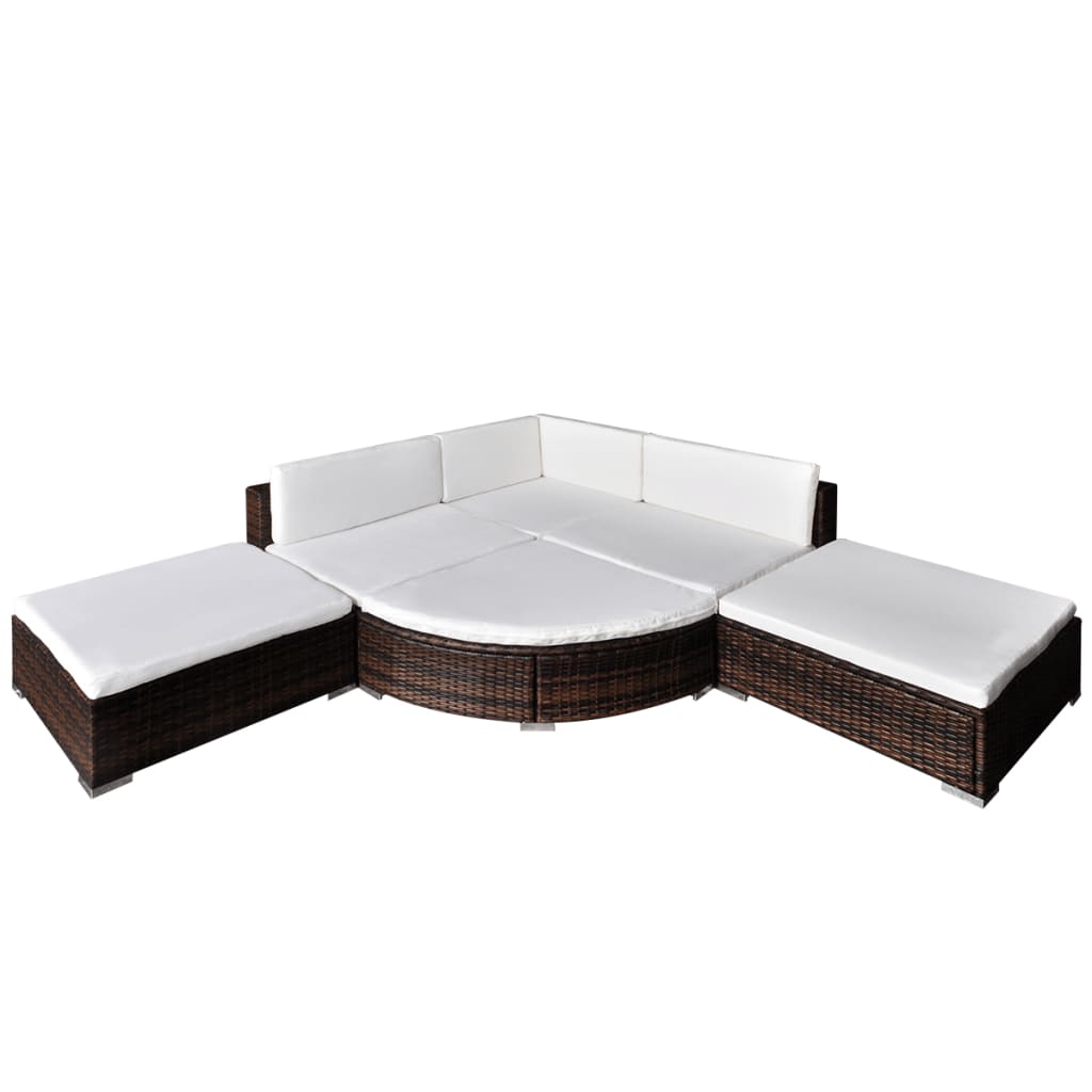 6-delige Loungeset met kussens poly rattan