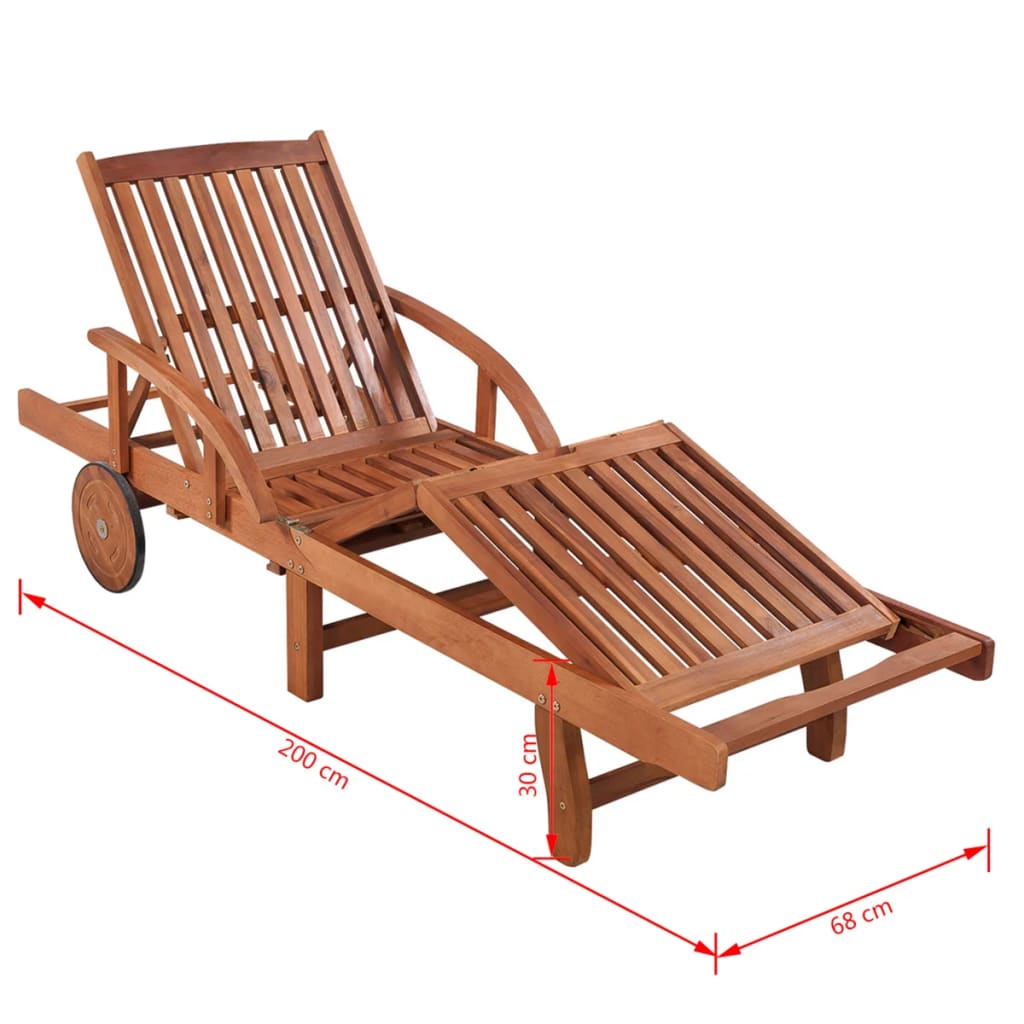 Ensemble bain de soleil avec table en bois d'acacia massif