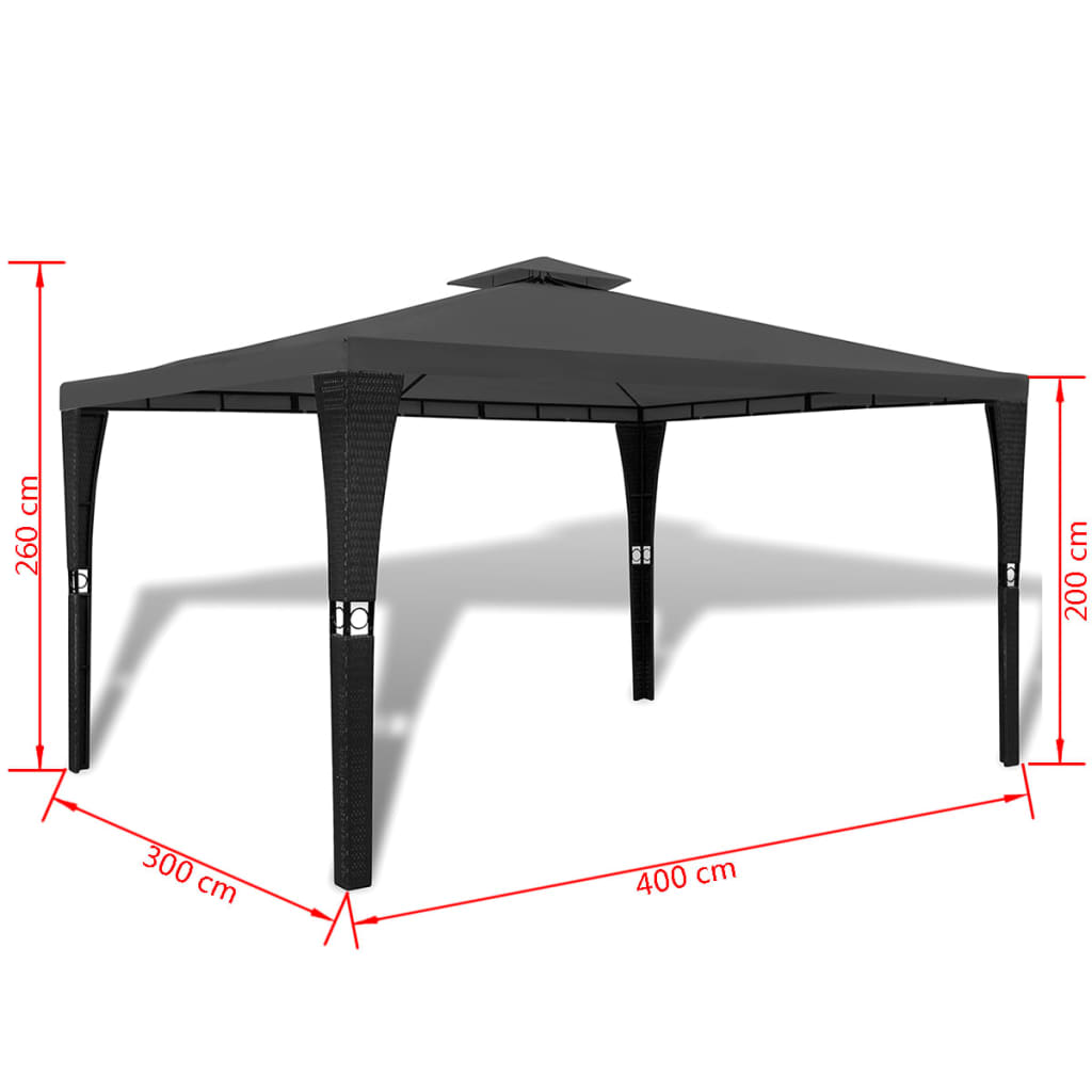 Gazebo avec toit 3x3 m gris foncé