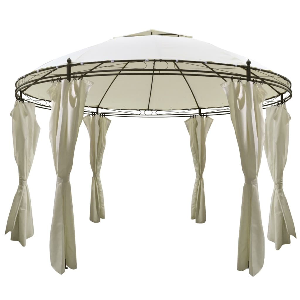 Gazebo avec rideaux environ 3,5x2,7 m