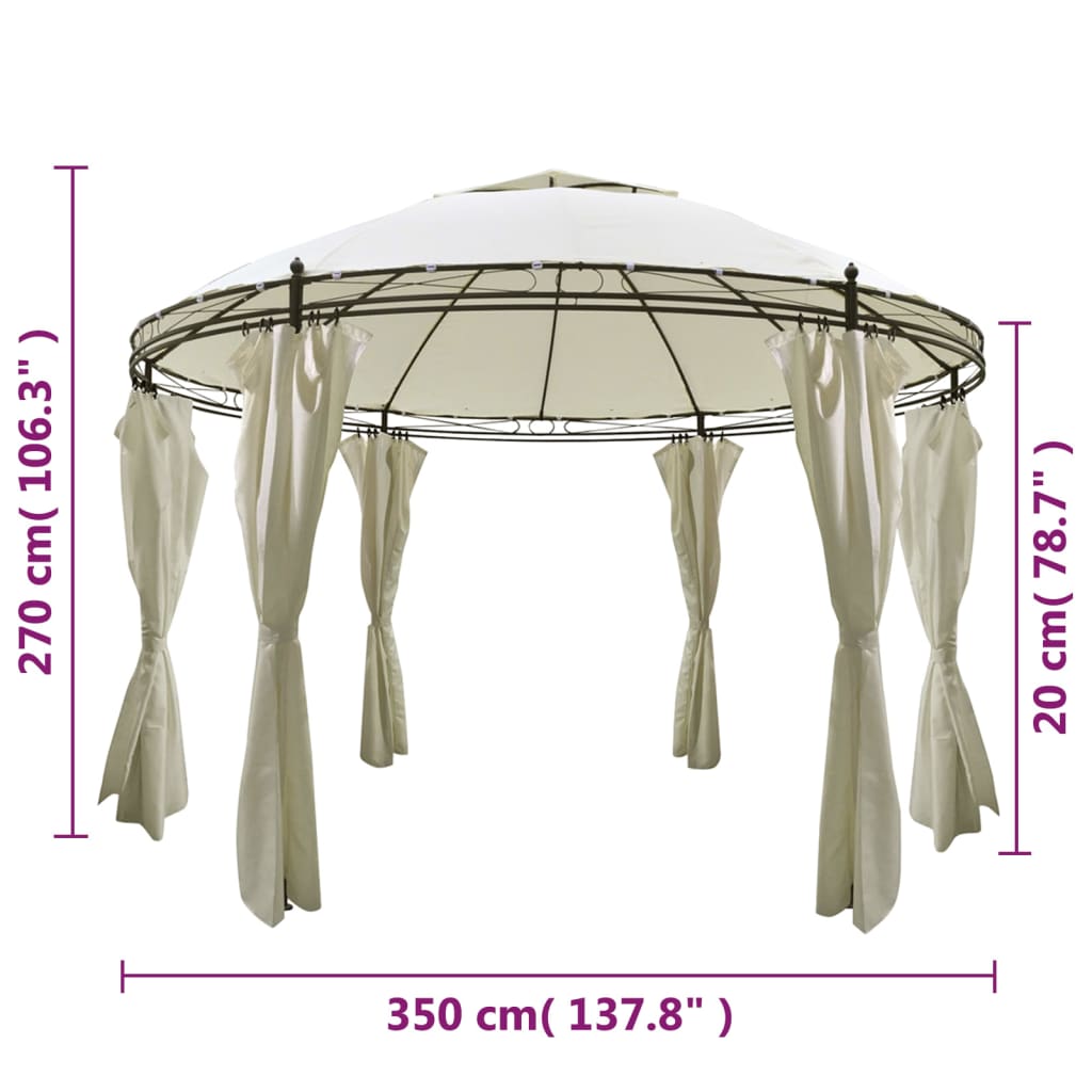 Gazebo avec rideaux environ 3,5x2,7 m