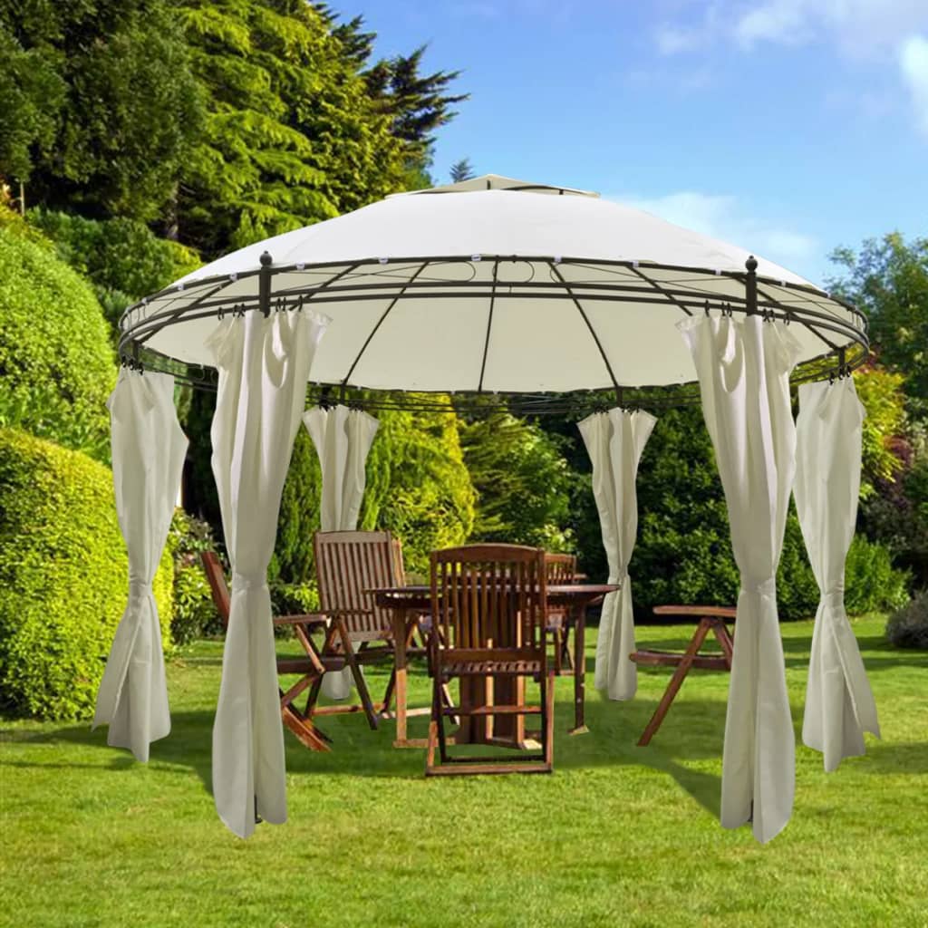 Gazebo avec rideaux environ 3,5x2,7 m