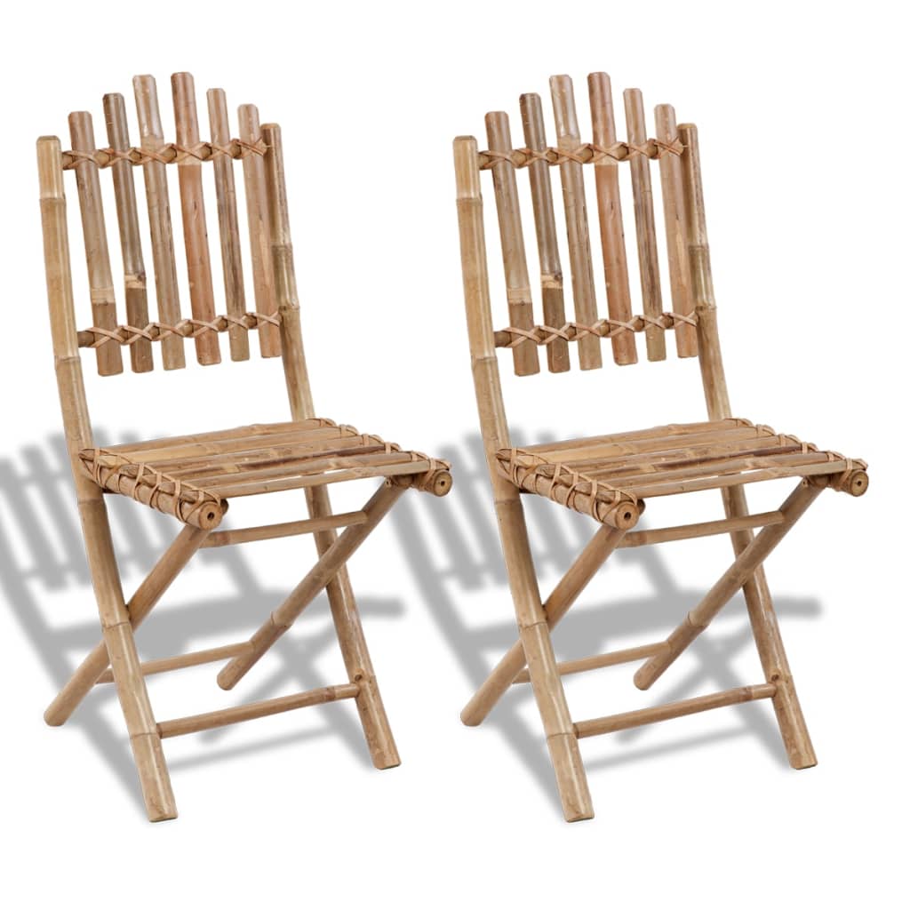 Chaises de jardin 2 pcs pliables en bambou