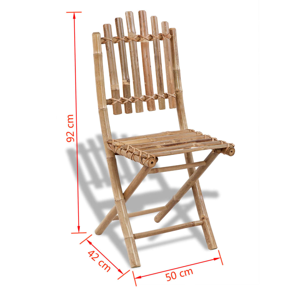 Chaises de jardin 2 pcs pliables en bambou