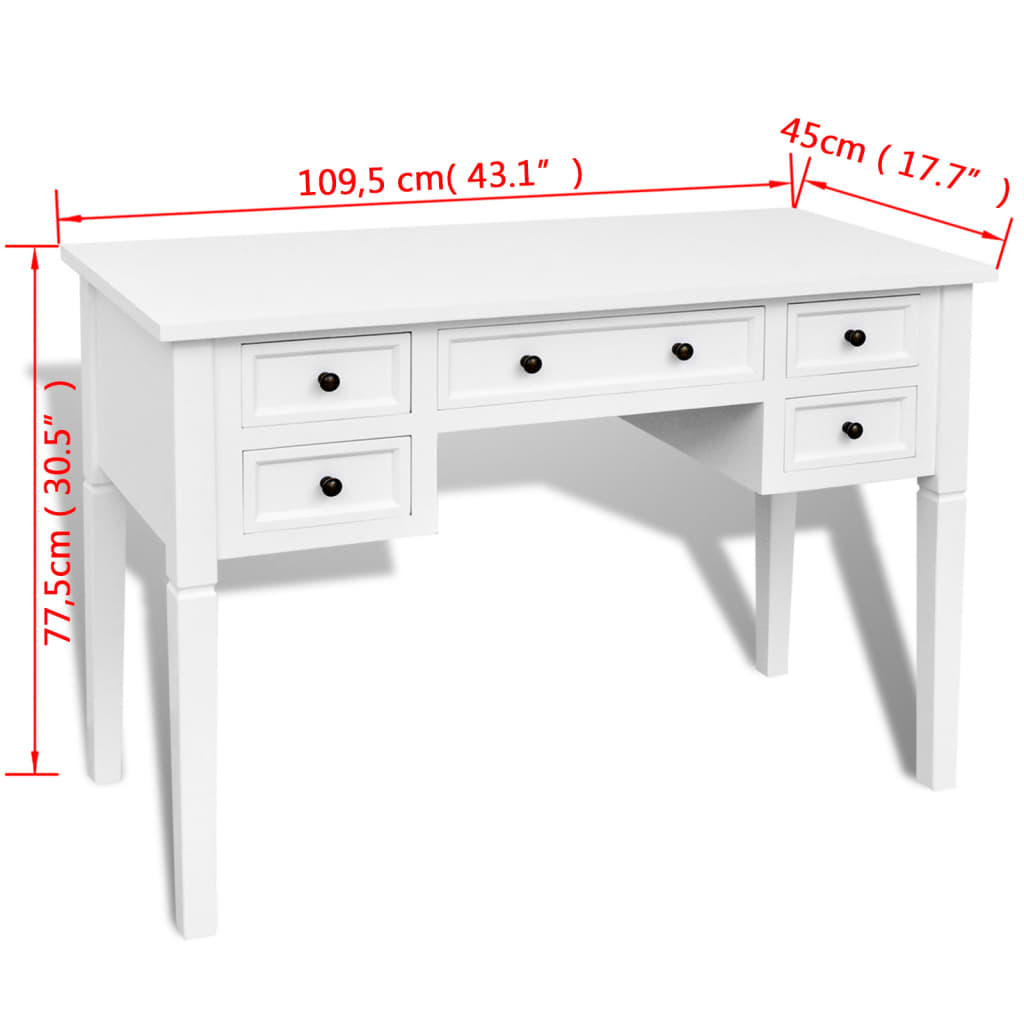 Table d'écriture avec 5 tiroirs