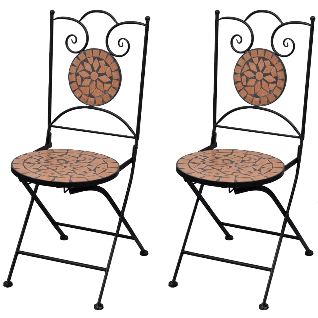 Chaises bistro pliantes 2 pcs en céramique