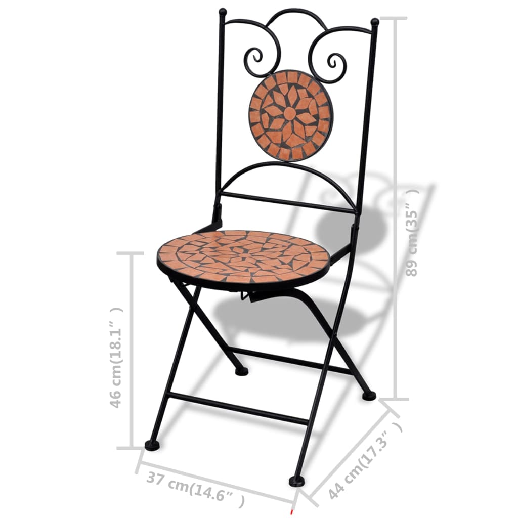 Chaises bistro pliantes 2 pcs en céramique