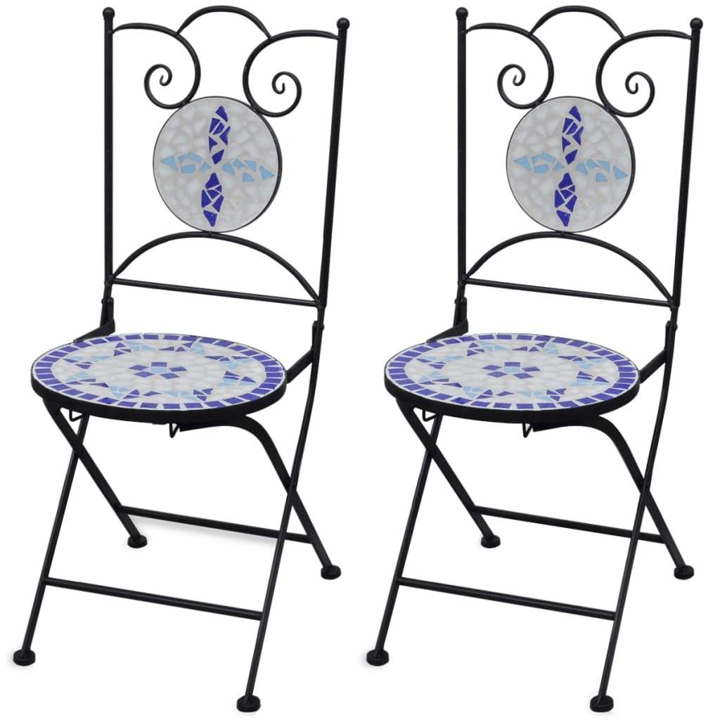 Chaises bistro pliantes 2 pcs en céramique