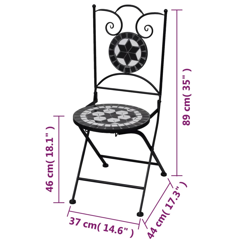 Chaises bistro pliantes 2 pcs en céramique