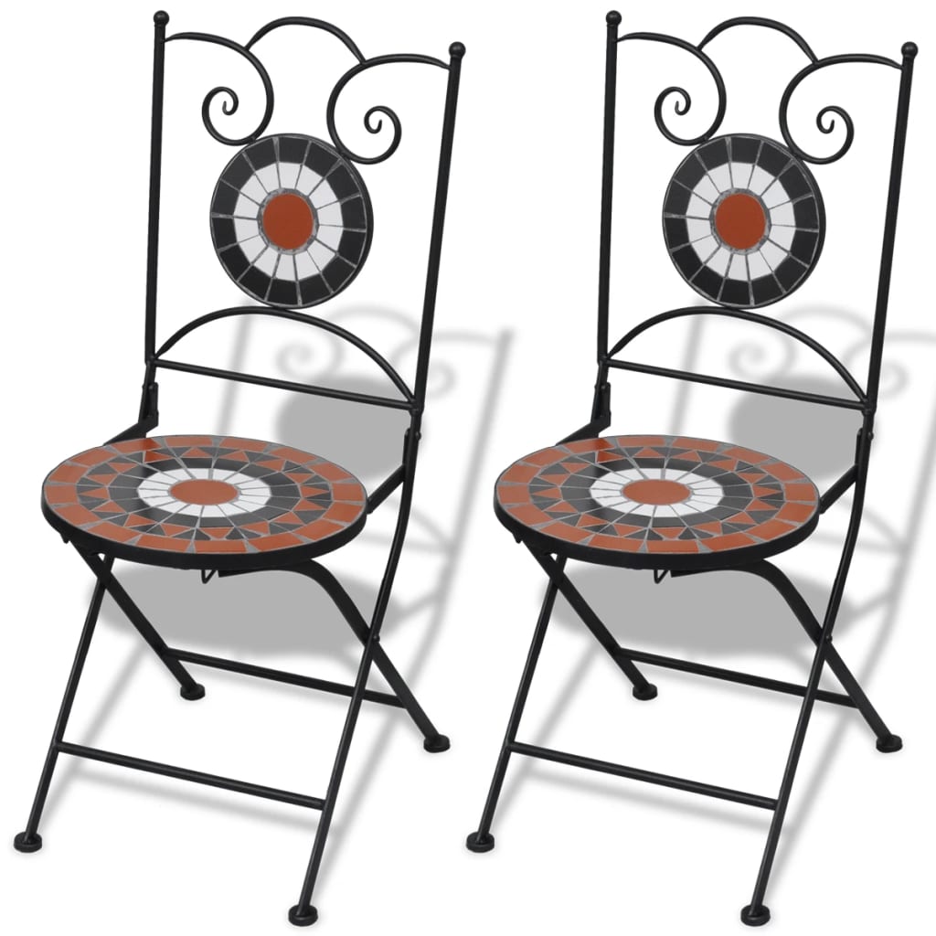 Chaises bistro pliantes 2 pcs en céramique