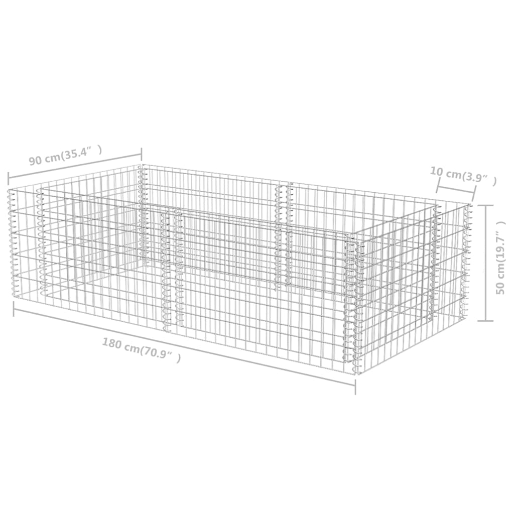 Gabion plantenbak 180x90x50 cm gegalvaniseerd staal