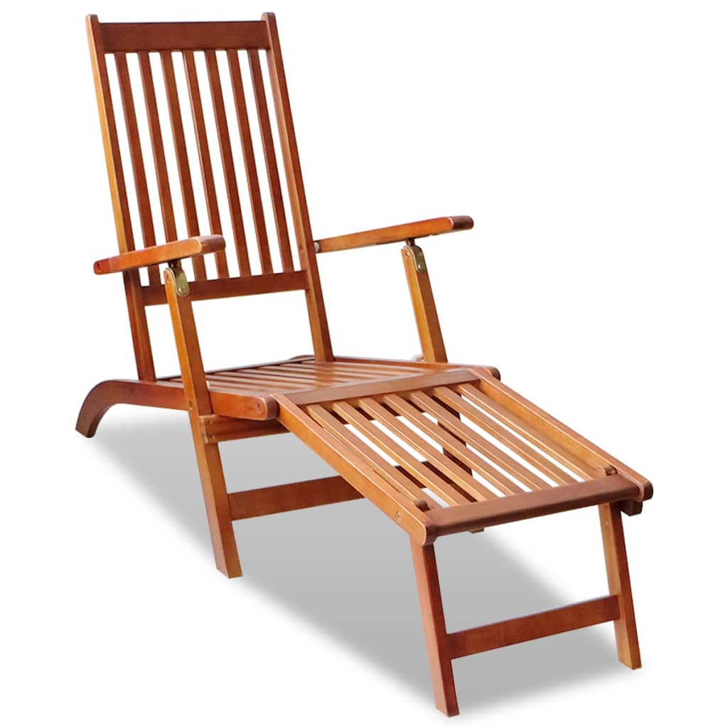 Chaises de terrasse avec repose-pieds et table en bois d'acacia massif