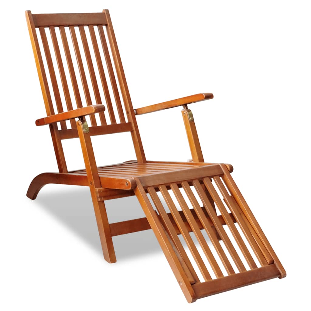 Chaises de terrasse avec repose-pieds et table en bois d'acacia massif