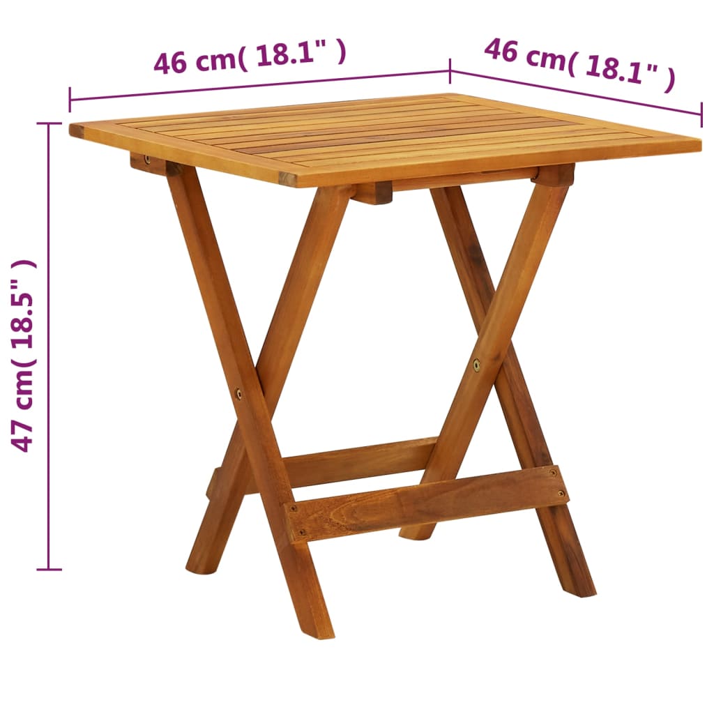 Table bistro 46x46x47 cm bois d'acacia massif blanc