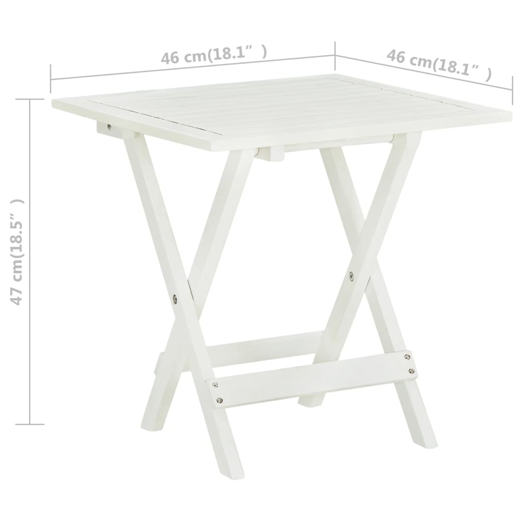 Table bistro 46x46x47 cm bois d'acacia massif blanc