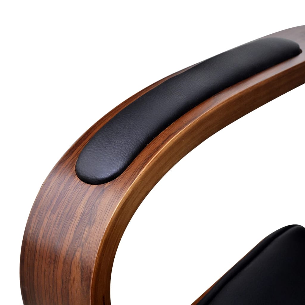 Chaise de bureau pivotante avec appui-tête en cuir artificiel bois