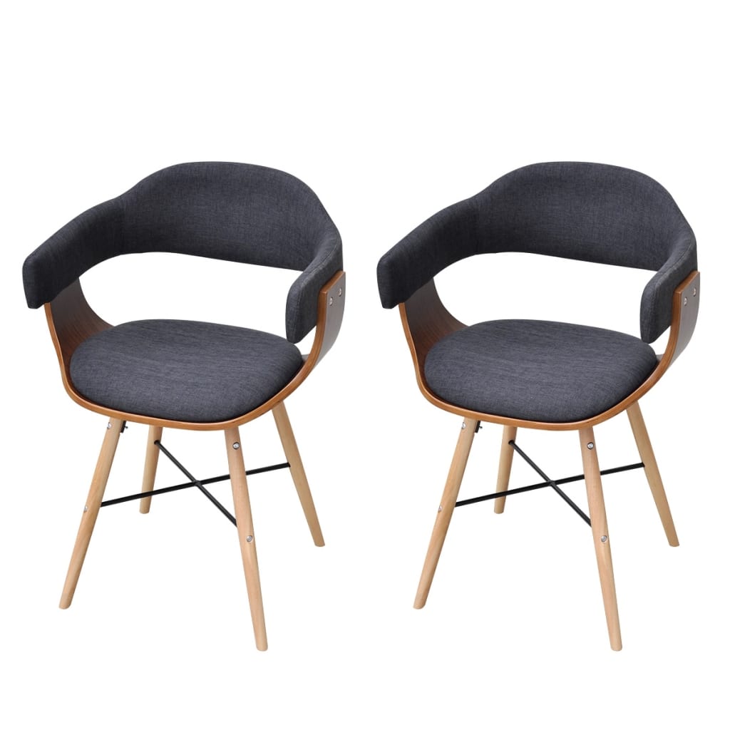 Chaises de salle à manger 2 pcs tissu bois courbé