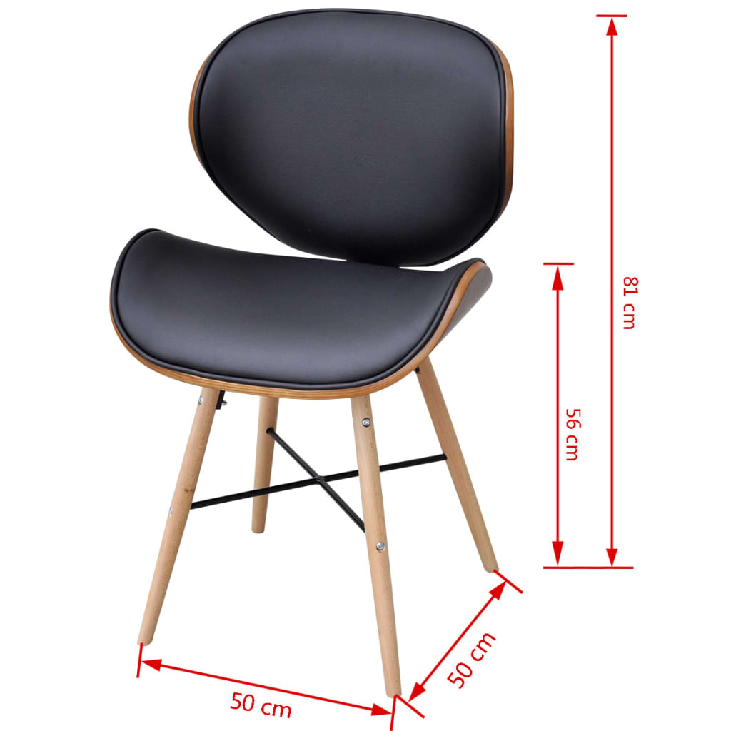 Chaises de salle à manger 2 pcs bois courbé simili cuir