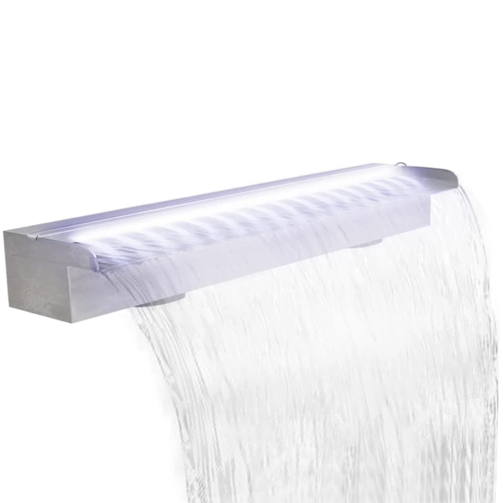 Zwembadwaterval met LED-verlichting 110 cm roestvrij staal