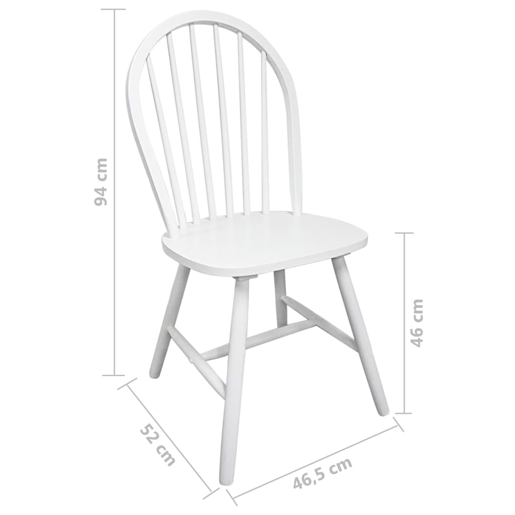 Chaises de salle à manger 6 pcs en hévéa massif blanc