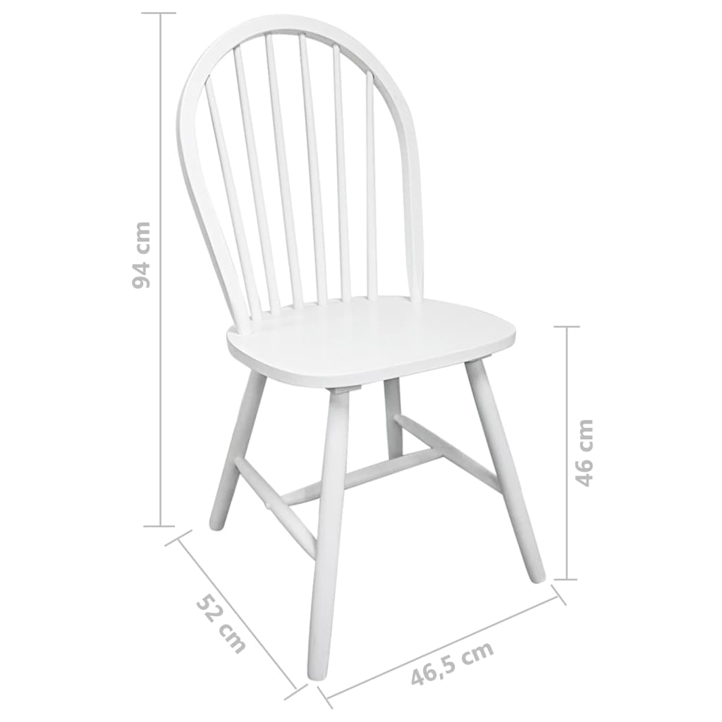 Chaises de salle à manger 6 pcs en hévéa massif blanc