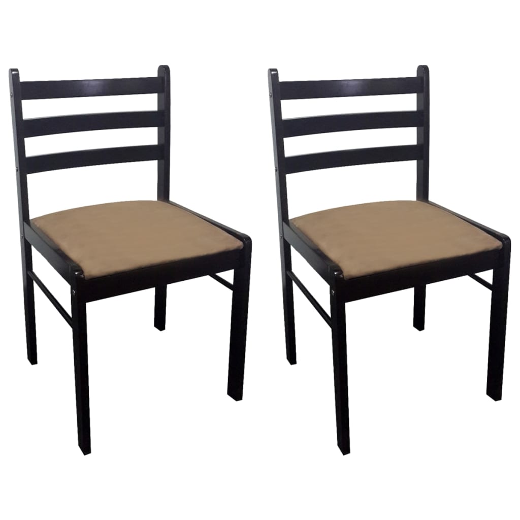 Chaises de salle à manger 2 pcs en bois d'hévéa massif et velours