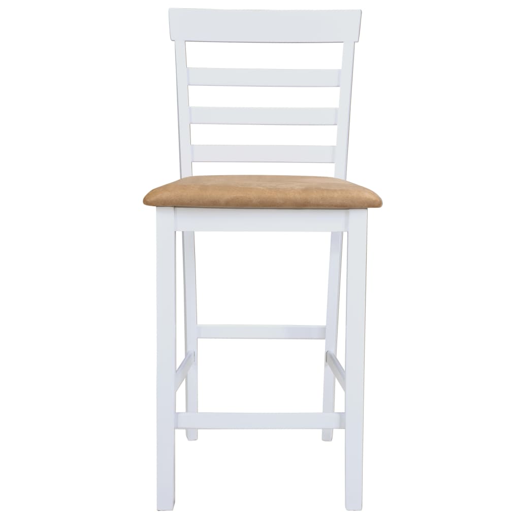 Ensemble table de bar et 4 chaises de bar en bois, blanc