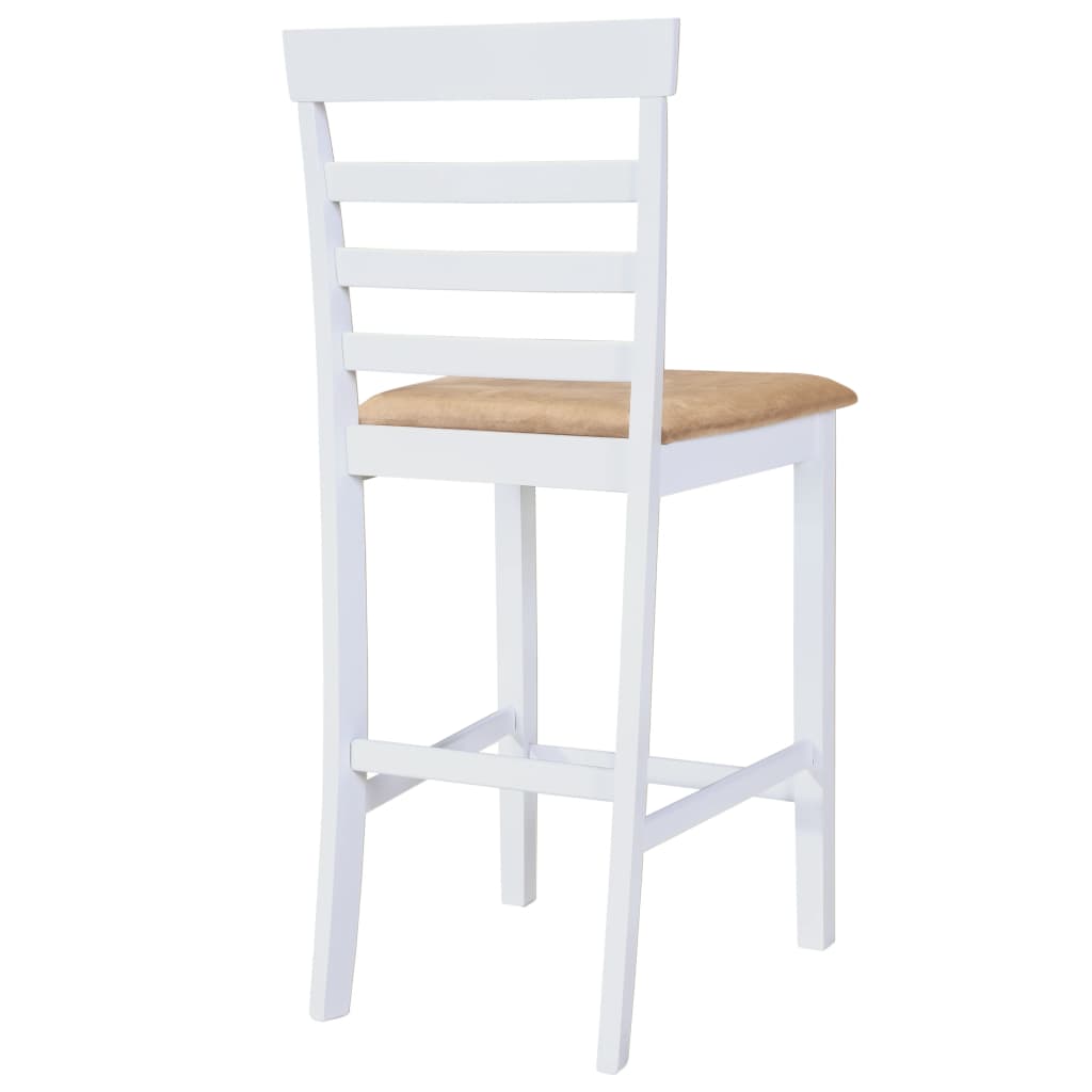 Ensemble table de bar et 4 chaises de bar en bois, blanc