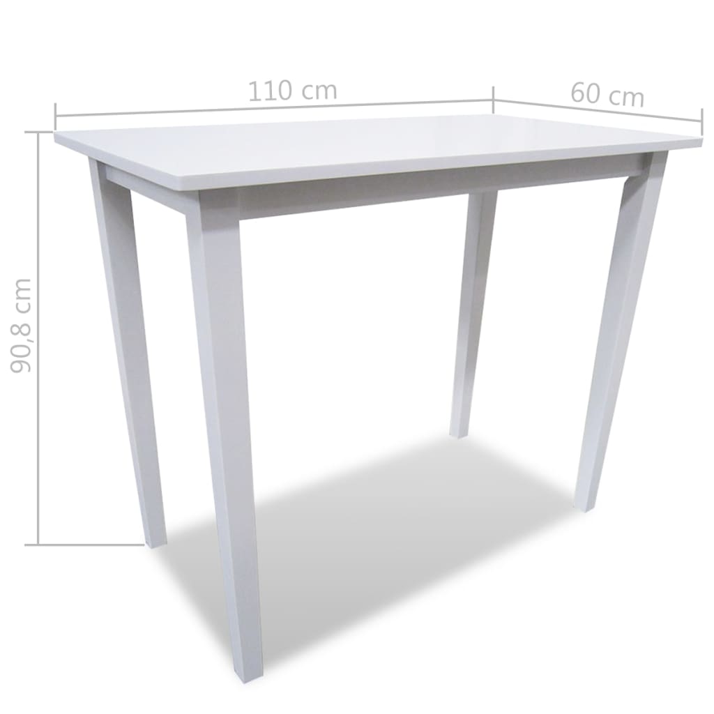 Ensemble table de bar et 4 chaises de bar en bois, blanc