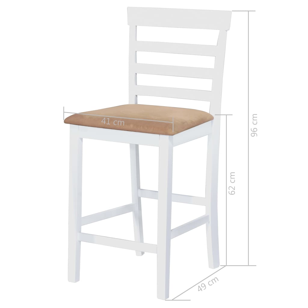 Ensemble table de bar et 4 chaises de bar en bois, blanc