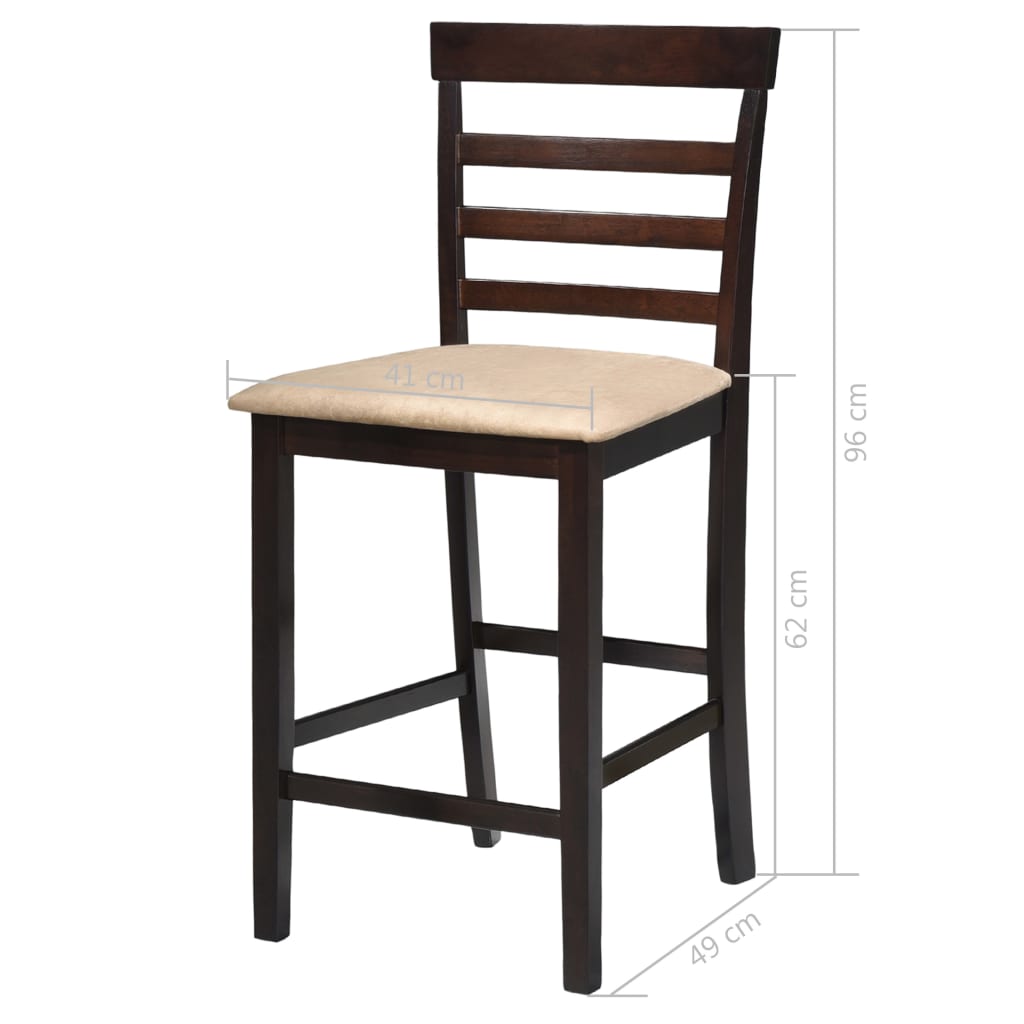 Bartafel en 4 barstoelen set hout