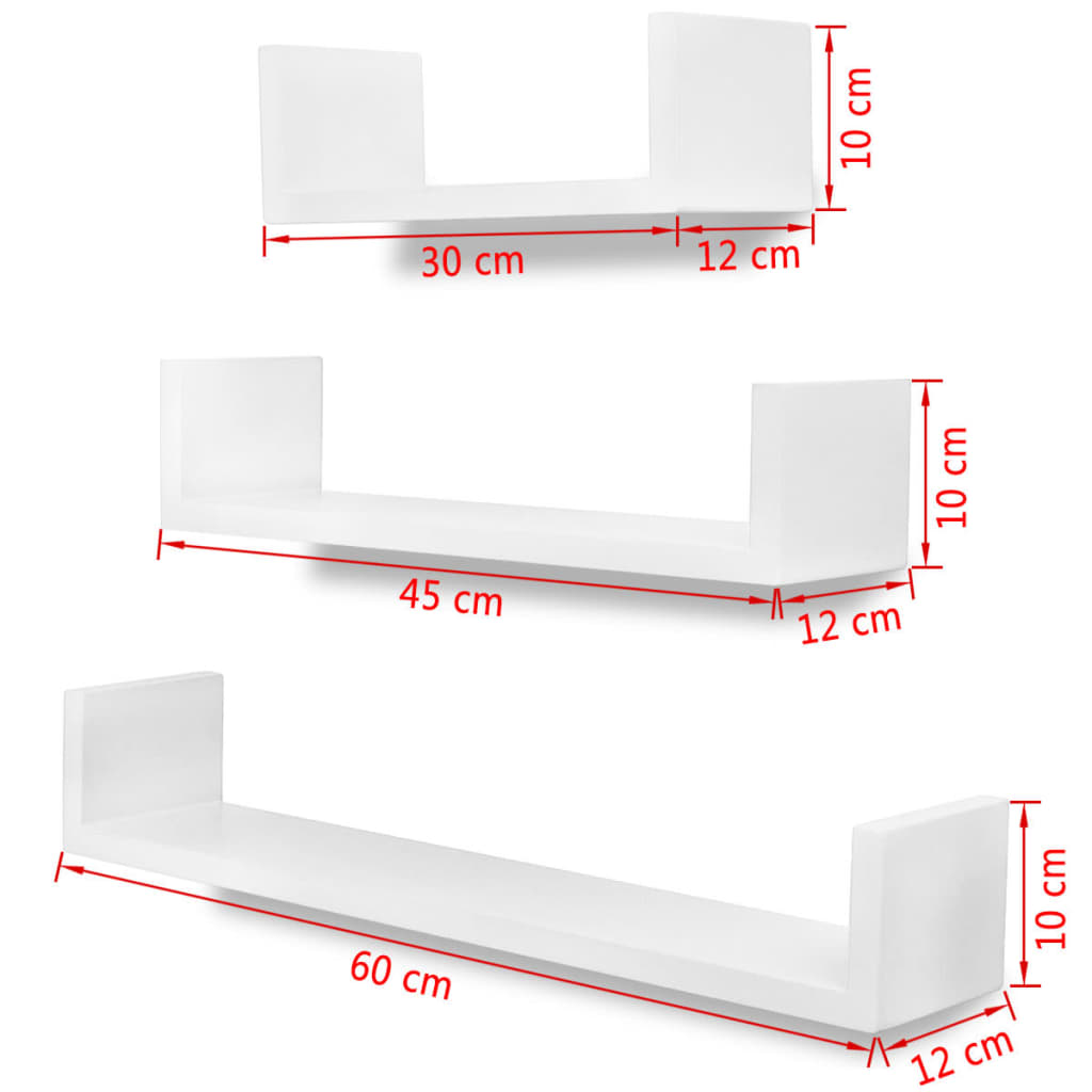 3 st Wandschappen U-vormig MDF