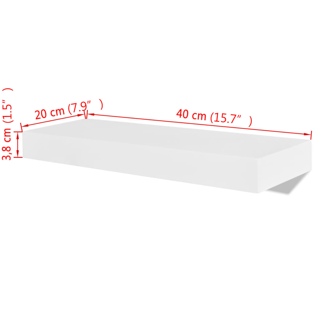 Wandplanken 4 st 40 cm wit