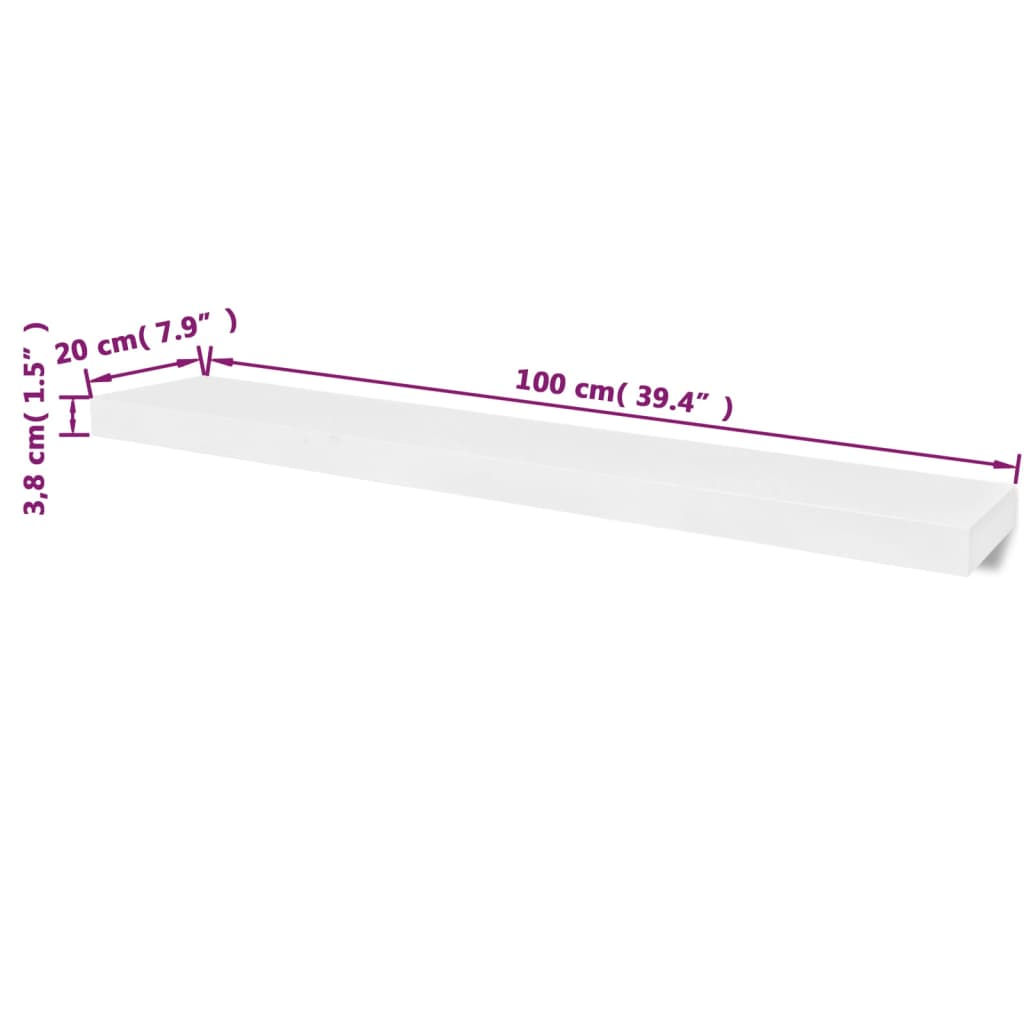 Wandplanken 4 st 40 cm wit