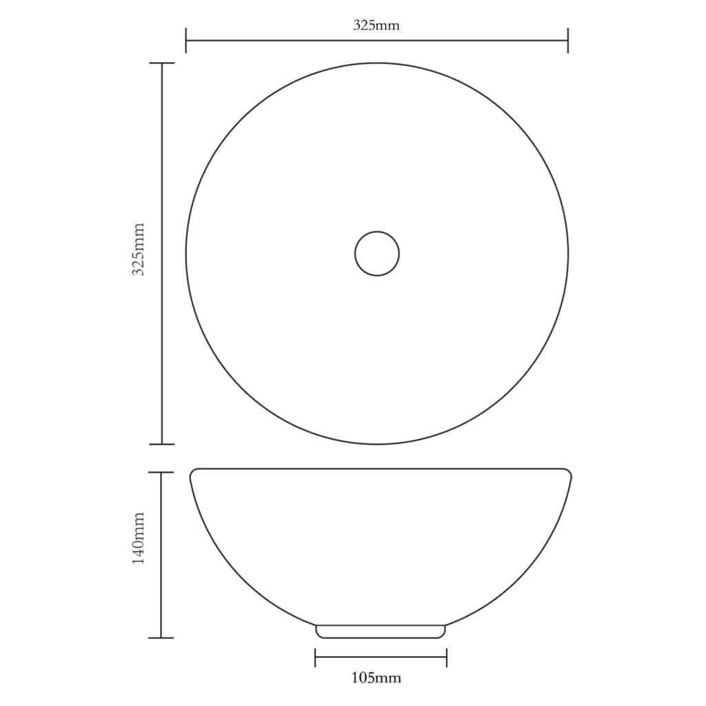 Wasbak 36x15 cm rond keramiek