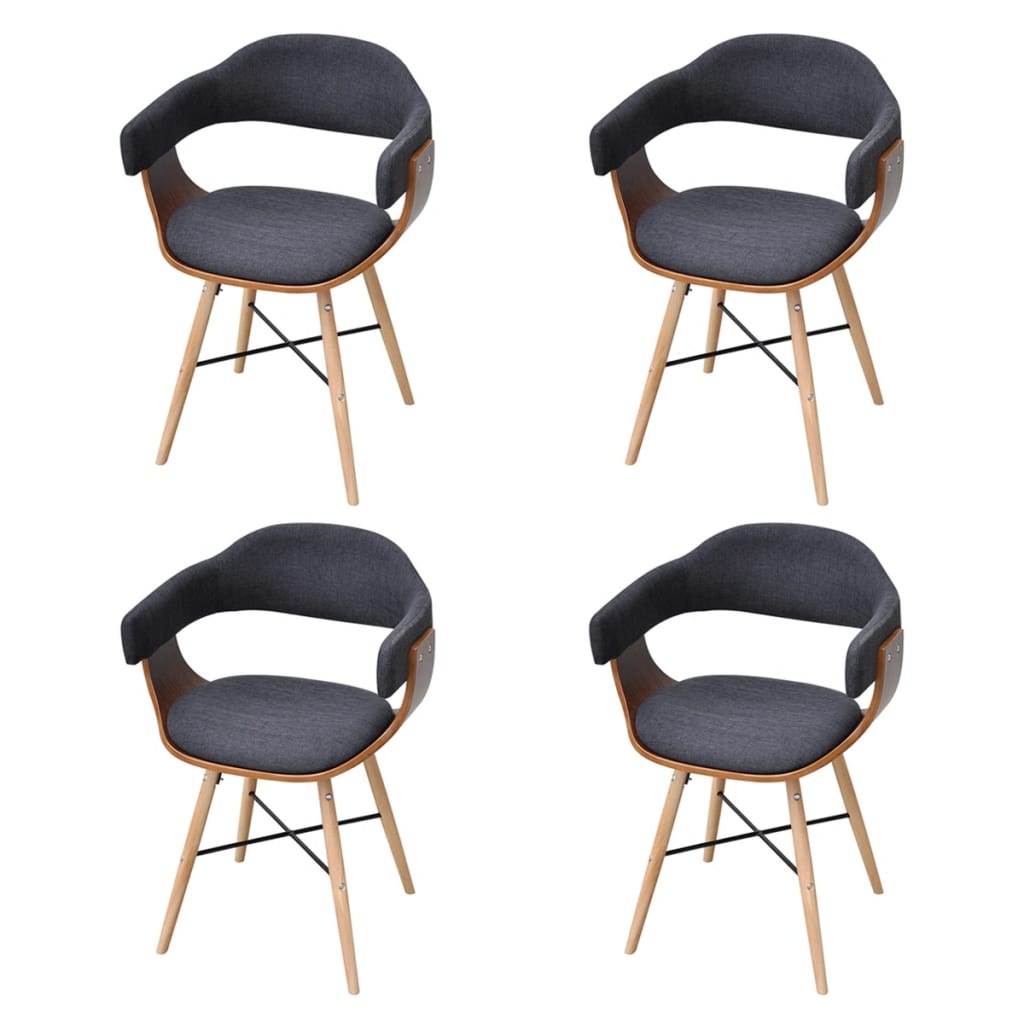 Chaises de salle à manger 6 pcs tissu bois courbé