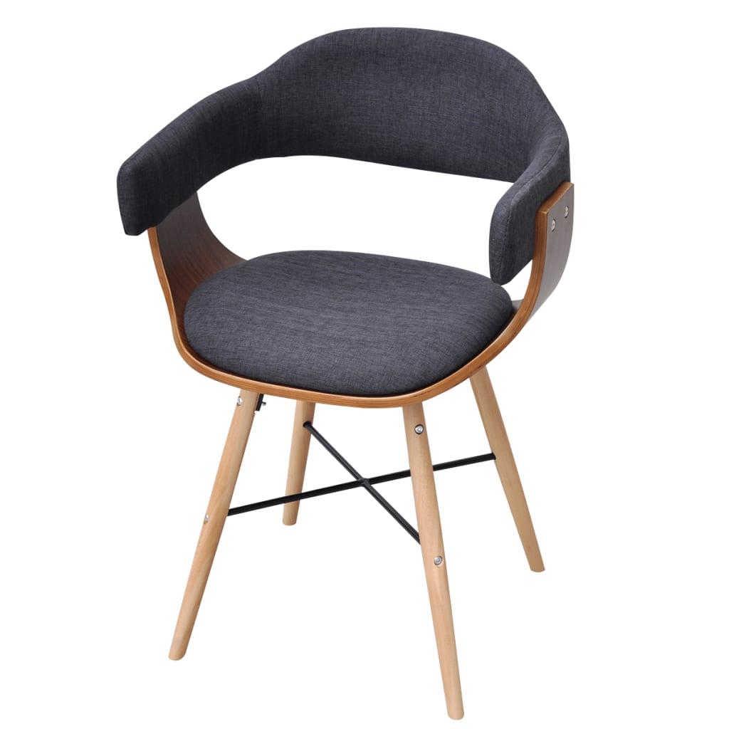 Chaises de salle à manger 6 pcs tissu bois courbé