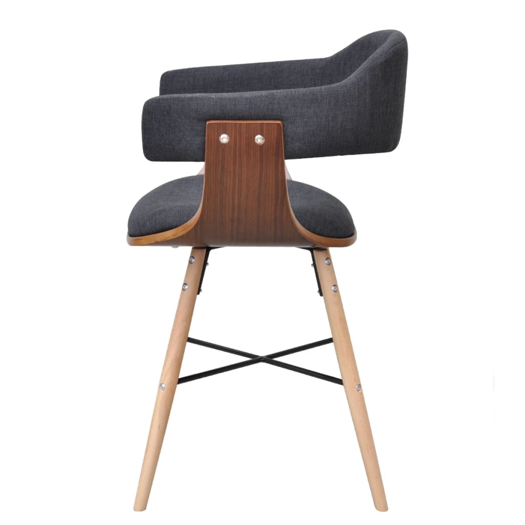 Eetkamerstoelen 6 st gebogen hout stof