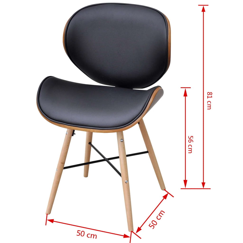 Eetkamerstoelen 6 st gebogen hout kunstleer