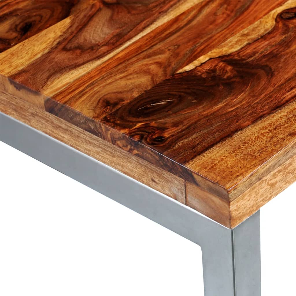 Eettafel/bureau met stalen poten massief sheeshamhout