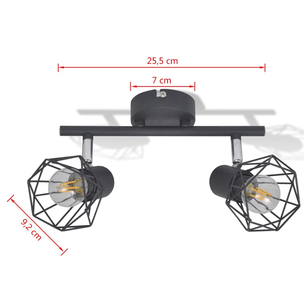 Plafondlamp met 4 LED's industriële stijl zwart